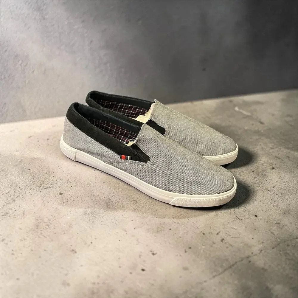Ben Sherman Men's Percy Slip-On Sneakers Gray Canvas Men’s Size 13